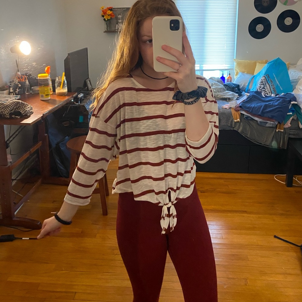 Red and white striped crop top